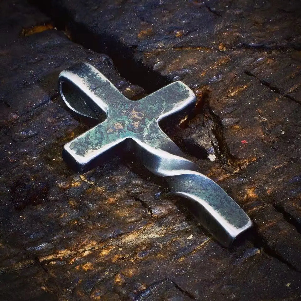 Vintage Cross Pendant Leather Rope Necklace | Faith Jesus Cross Necklace