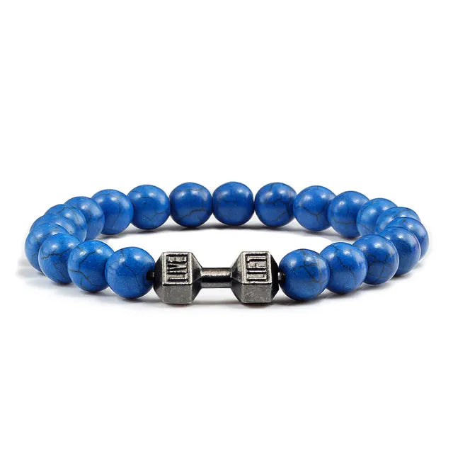 Gym Dumbbell Fitness Natural Volcanic Stone Bracelet