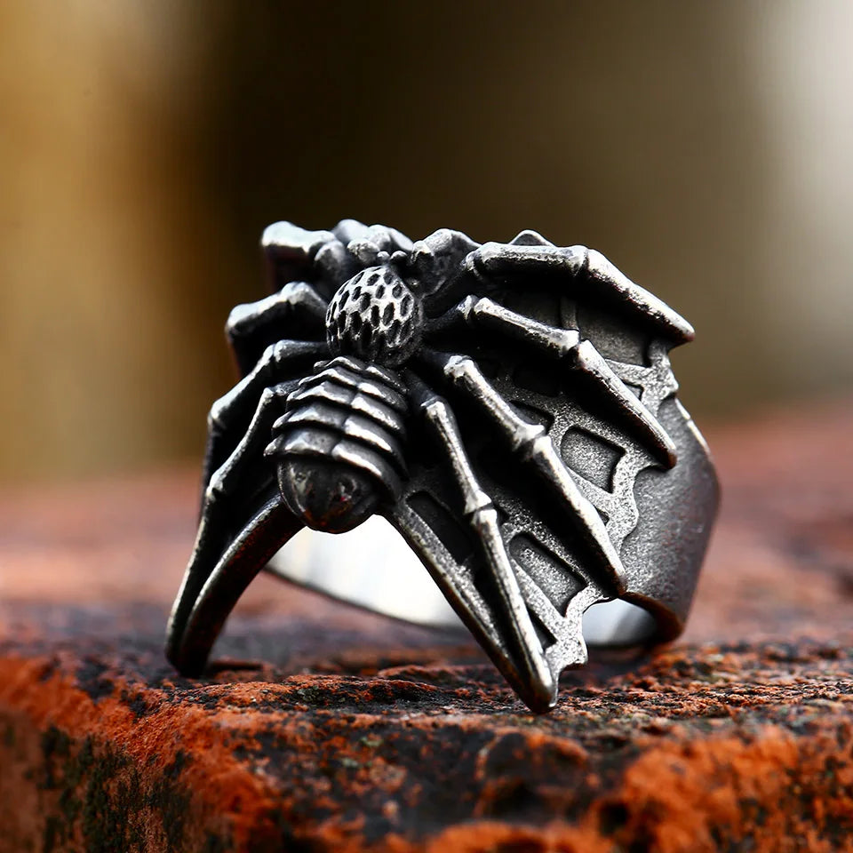 Stainless Steel Spider Ring | Punk Goth Horror Ring