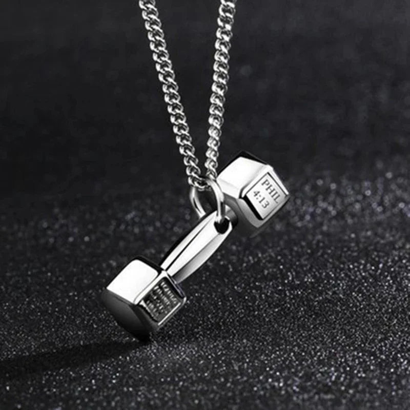 Gym Dumbbell Necklace | Bodybuilding Necklace Barbell Dumbbell Gift Main image