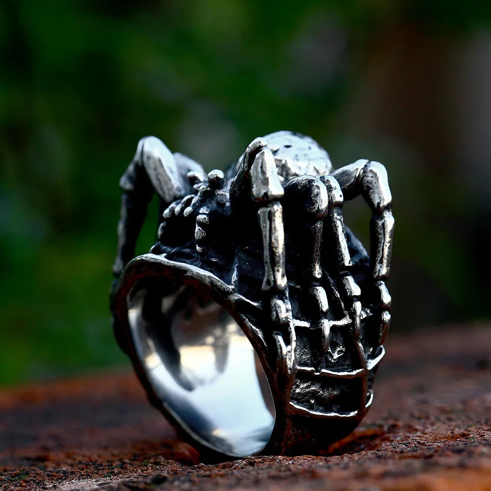 Stainless Steel Spider Ring | Punk Goth Horror Ring