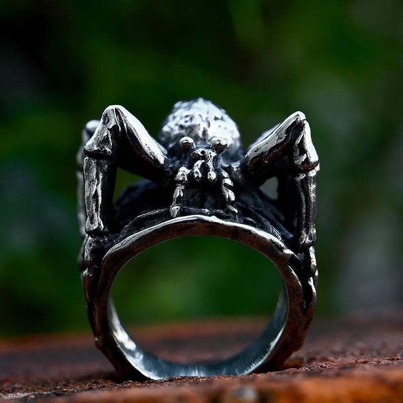 Stainless Steel Spider Ring | Punk Goth Horror Ring