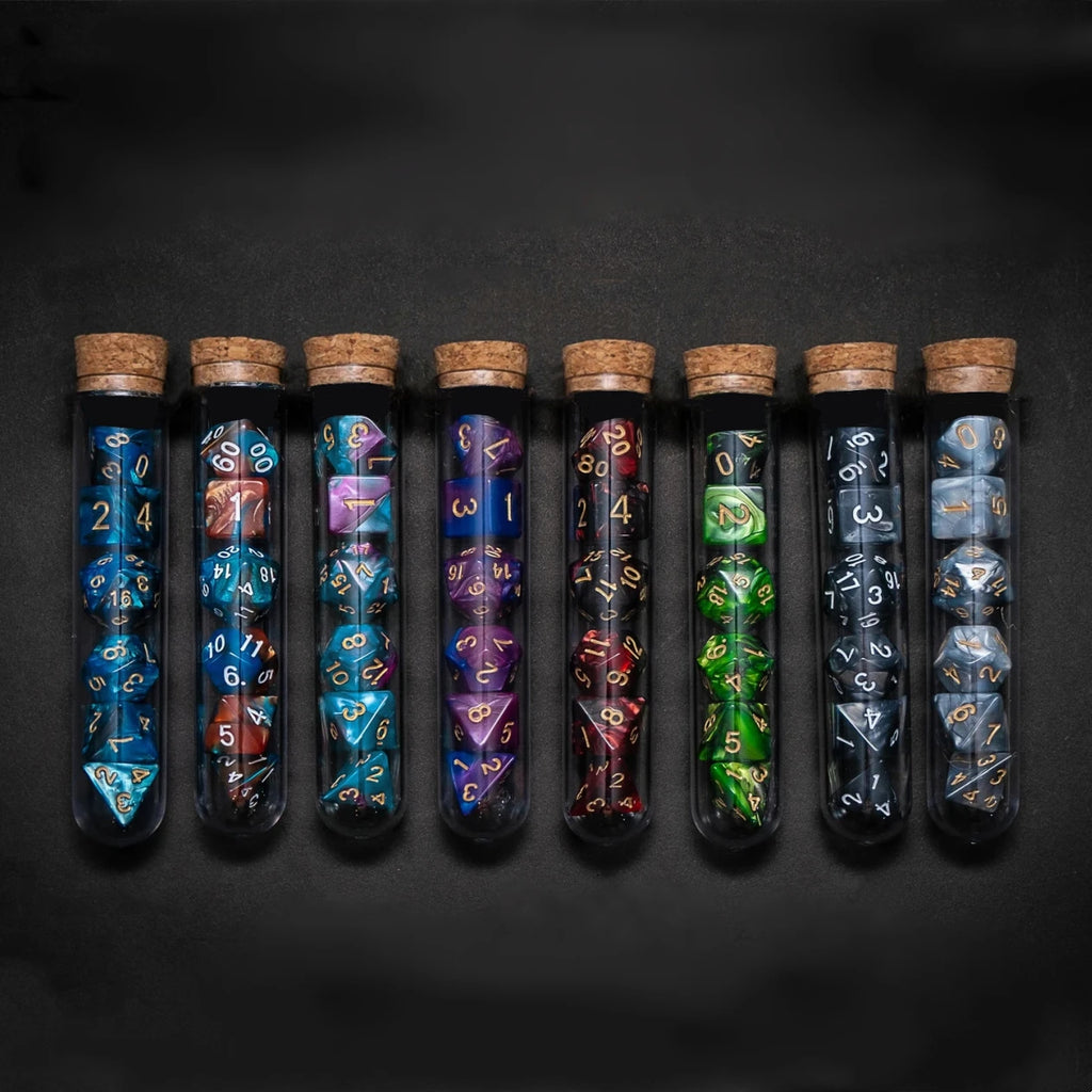 Transparent Polyhedral RPG TTRPG Dice Set 7Pcs/Set Fantasy Potion Flask | Tabletop Roleplaying Game