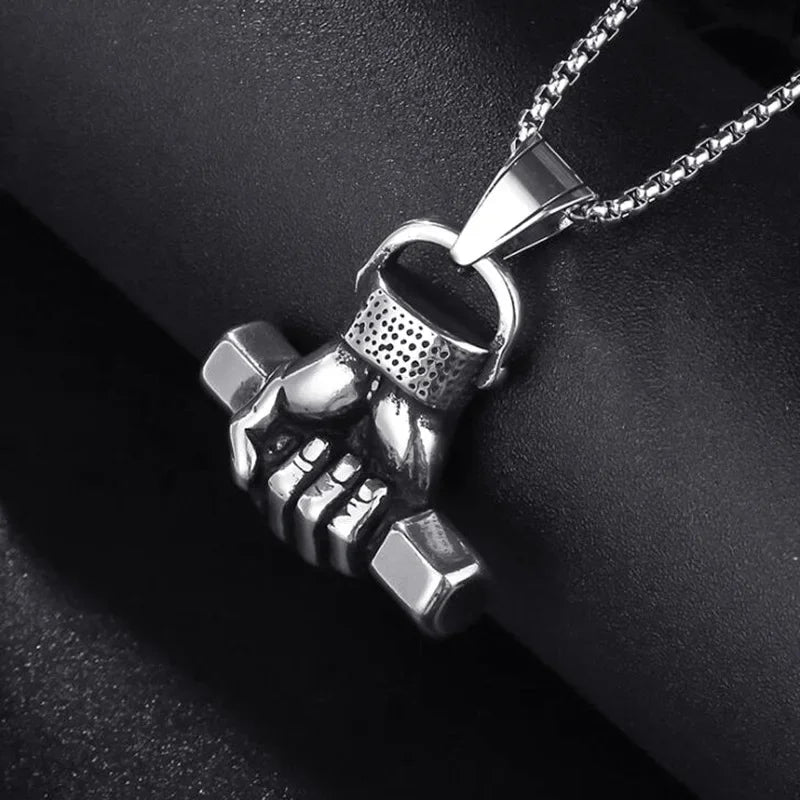 Barbell Necklace Fist | Gym Fitness Dumbbell Necklace