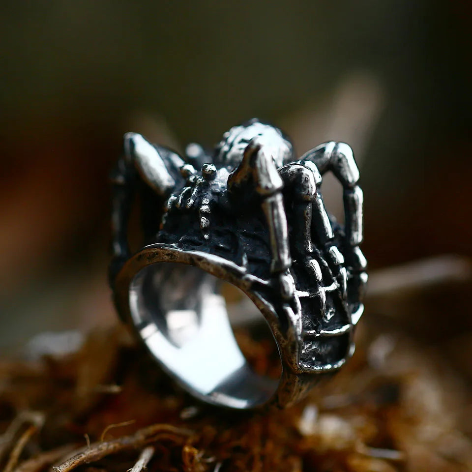 Stainless Steel Spider Ring | Punk Goth Horror Ring