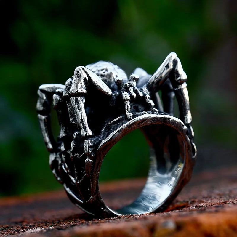 Stainless Steel Spider Ring | Punk Goth Horror Ring