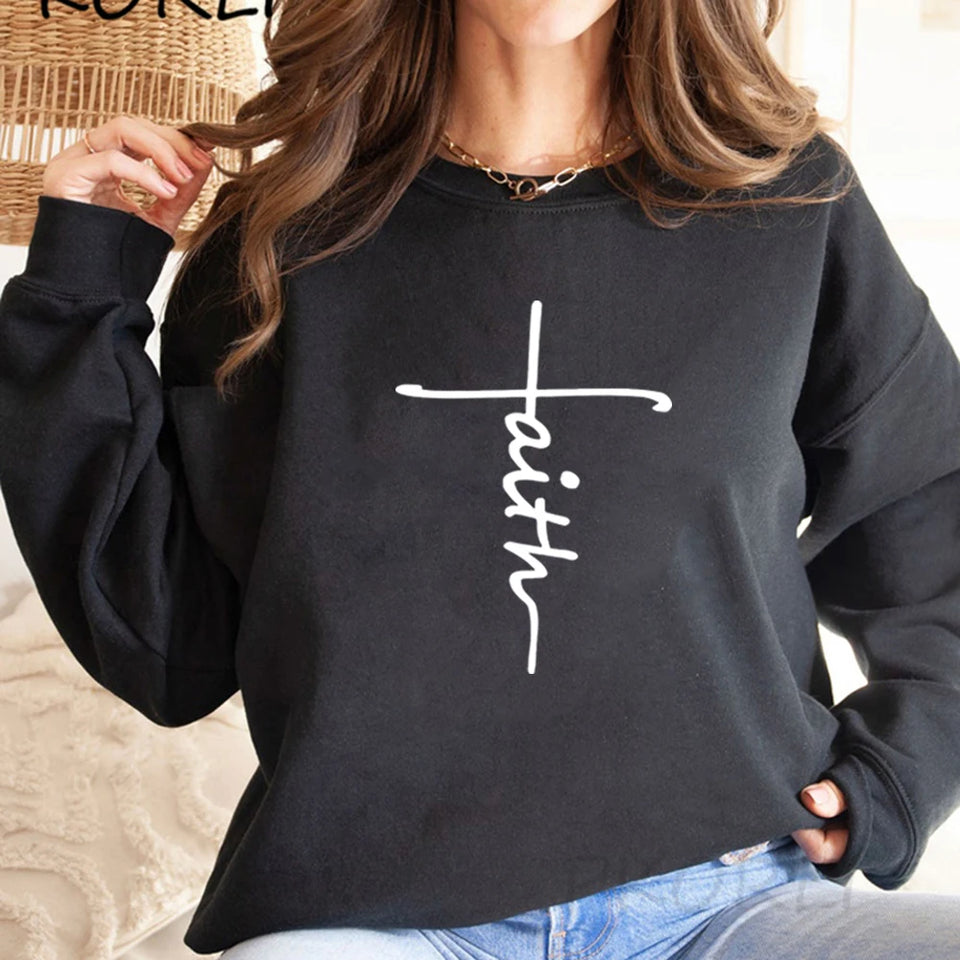 Faith Sweatshirt Christian Clothing Faith Cross Sweatshirt