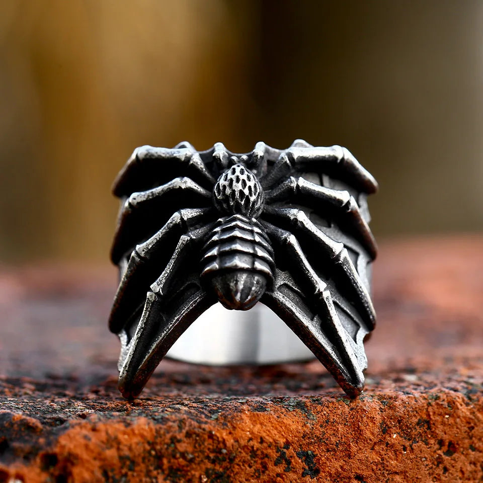 Stainless Steel Spider Ring | Punk Goth Horror Ring