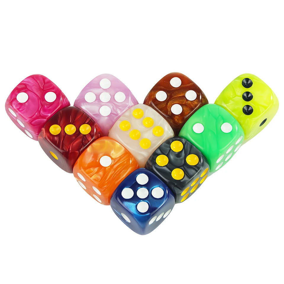16MM Round Corner RPG Dice Set 6-Sided Marble Acrylic Dices for Tabletop Game Roleplaying Game Dice