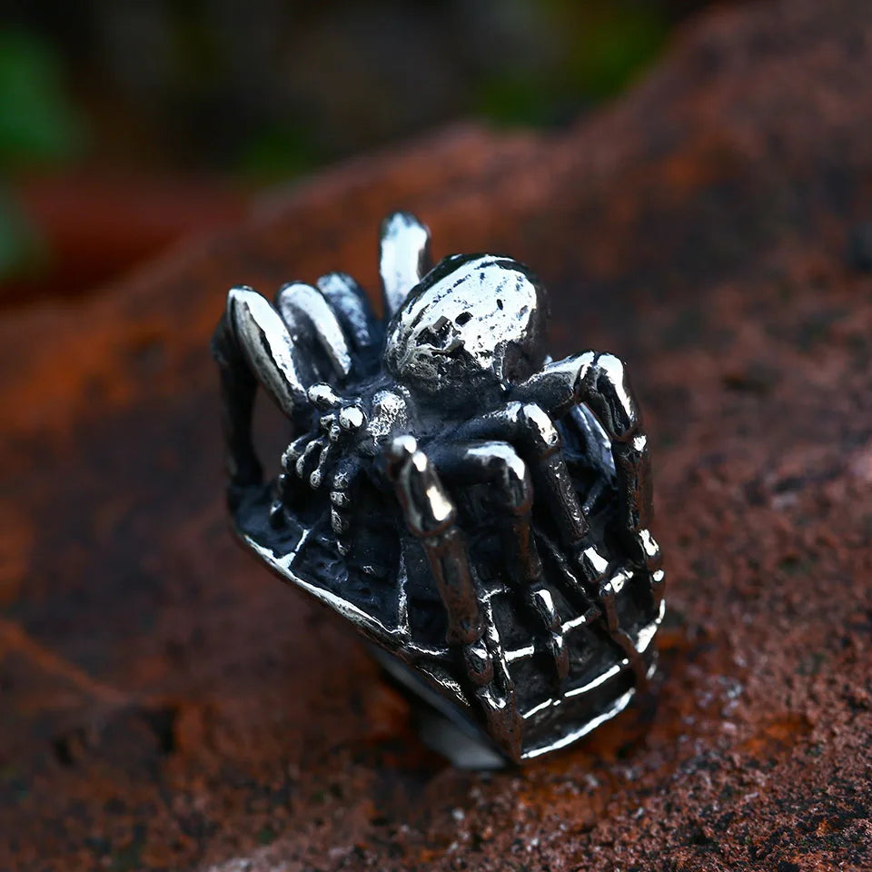 Stainless Steel Spider Ring | Punk Goth Horror Ring