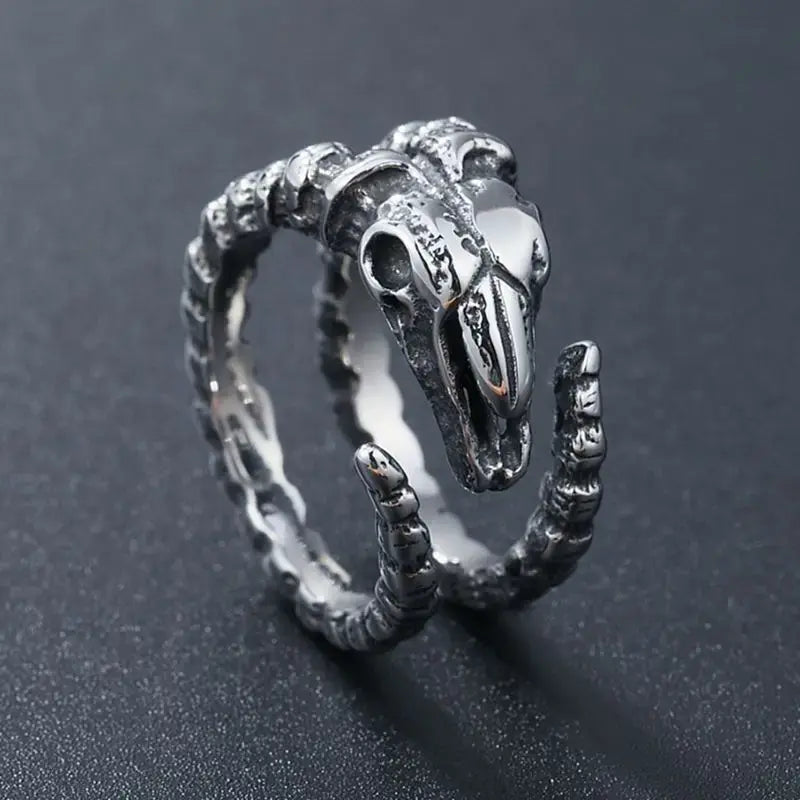 Adjustable Retro Dinosaur Skull Ring | Dino Skeleton Punk Rock Ring