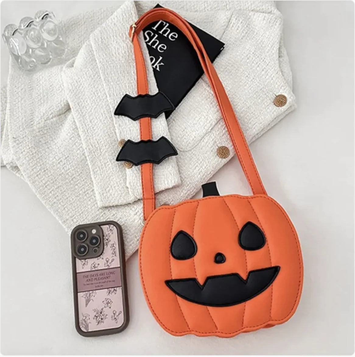 Halloween Pumpkin Crossbody Bag - Novelty Halloween Horror Shoulder Purse for Women
