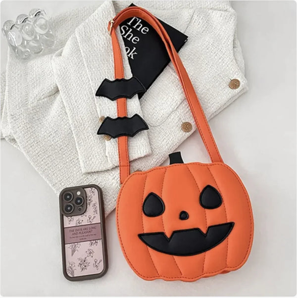 Halloween Pumpkin Crossbody Bag - Novelty Halloween Horror Shoulder Purse for Women
