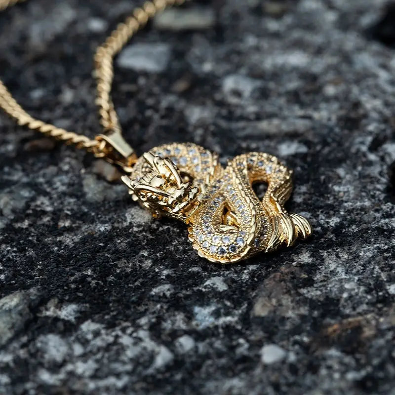 Luxury Gold Zircon Dragon Necklace