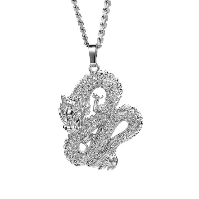 Luxury Gold Zircon Dragon Necklace
