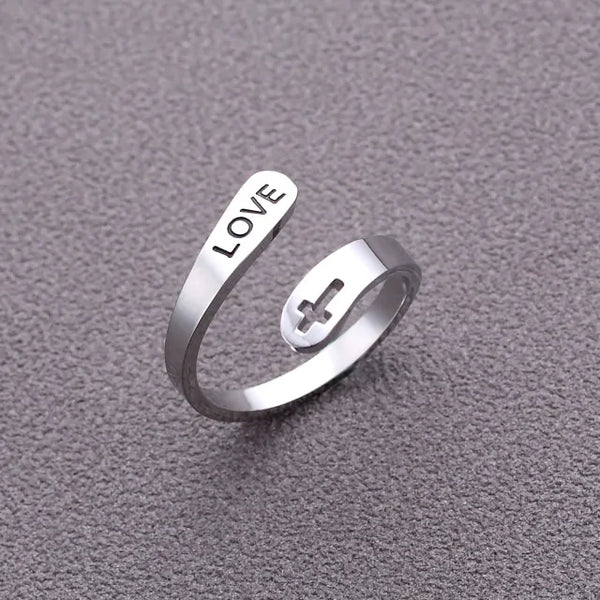 Love Faith Hope Jesus Cross Ring