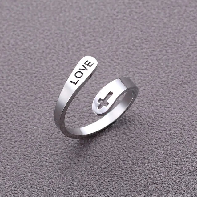 Love Faith Hope Jesus Cross Ring
