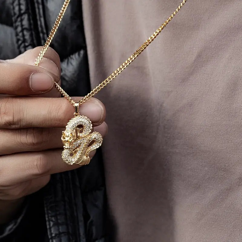Luxury Gold Zircon Dragon Necklace
