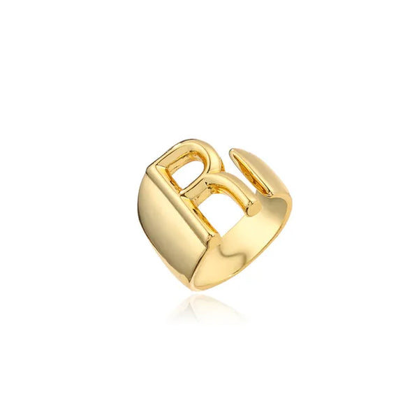 Adjustable Gold Alphabet Ring