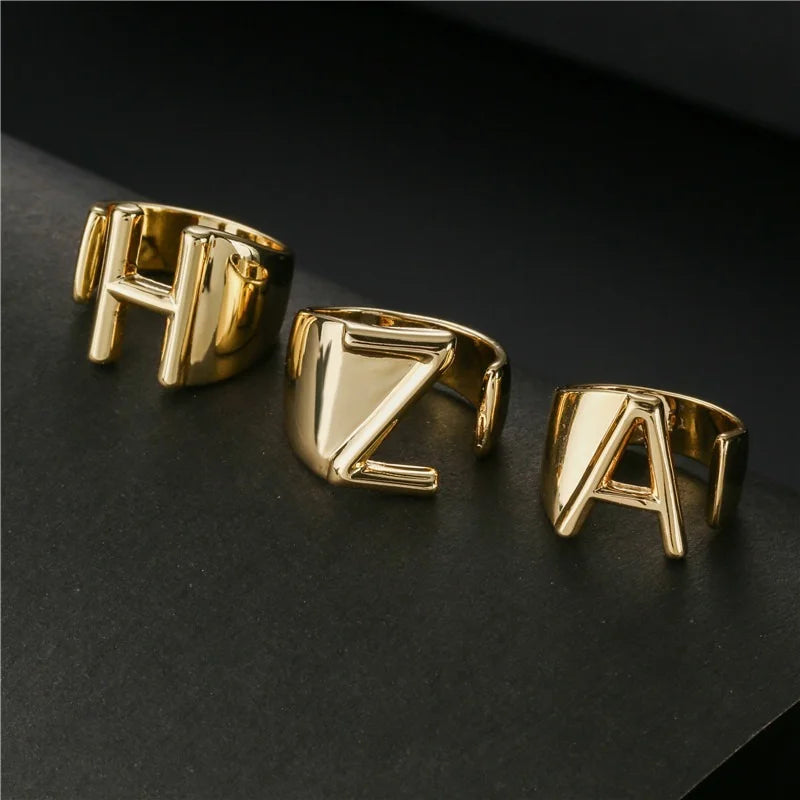 Adjustable Gold Alphabet Ring
