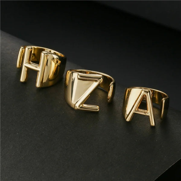 Adjustable Gold Alphabet Ring