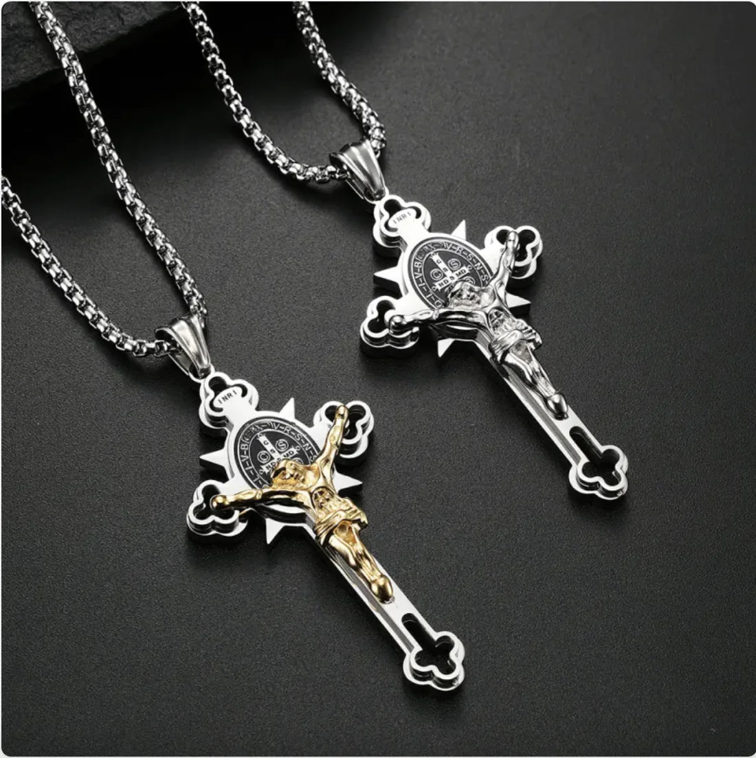 Gothic Stainless Steel Faith Jesus Cross Necklace