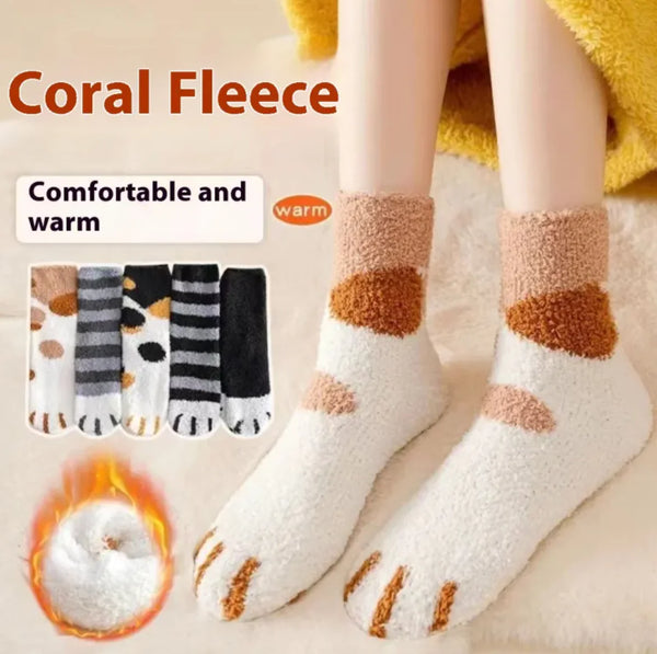 Women's Cute Cat Paw Fleece Socks