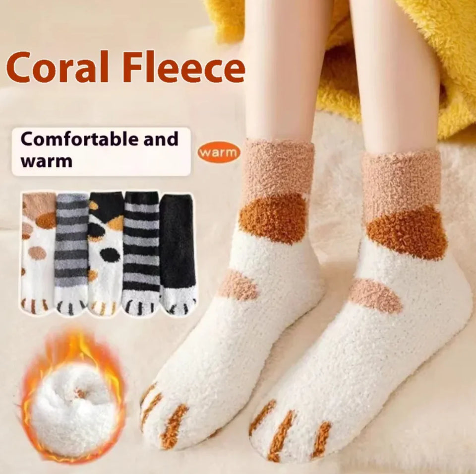 Women's Cute Cat Paw Fleece Socks