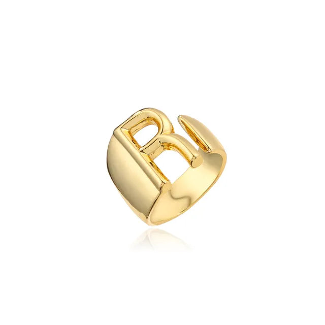 Adjustable Gold Alphabet Ring