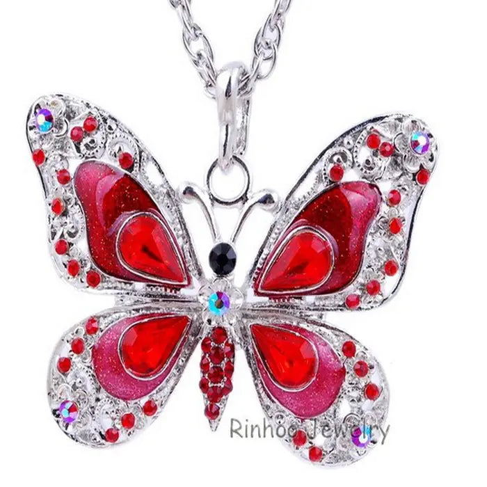 Colorful Butterfly Necklace - Butterfly Necklace Secondary image