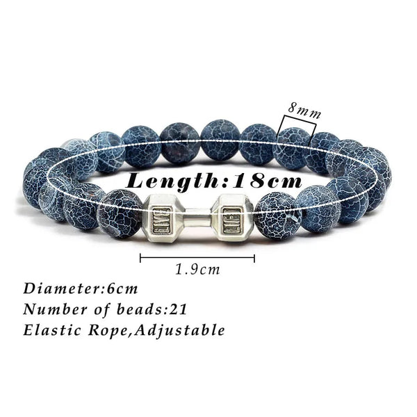 Gym Dumbbell Fitness Natural Volcanic Stone Bracelet