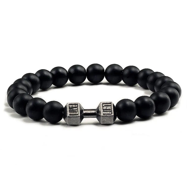 Gym Dumbbell Fitness Natural Volcanic Stone Bracelet