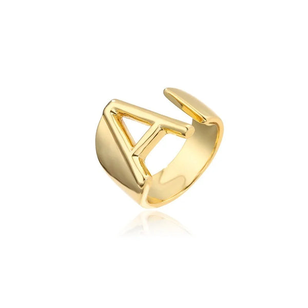Adjustable Gold Alphabet Ring