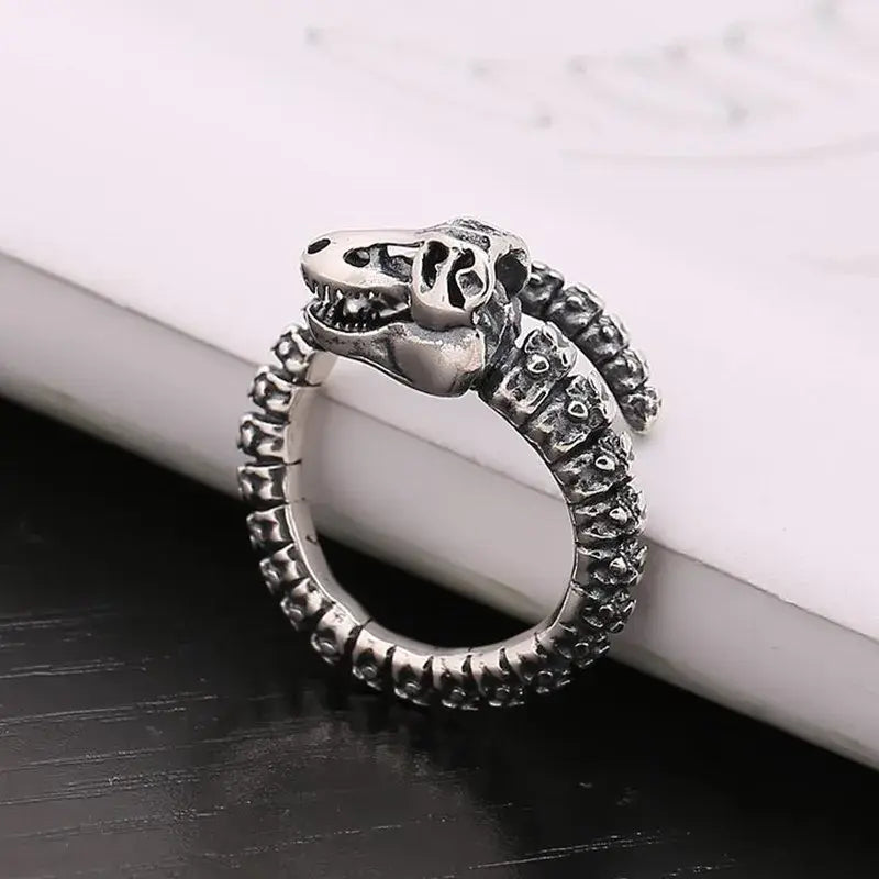 Adjustable Retro Dinosaur Skull Ring | Dino Skeleton Punk Rock Ring