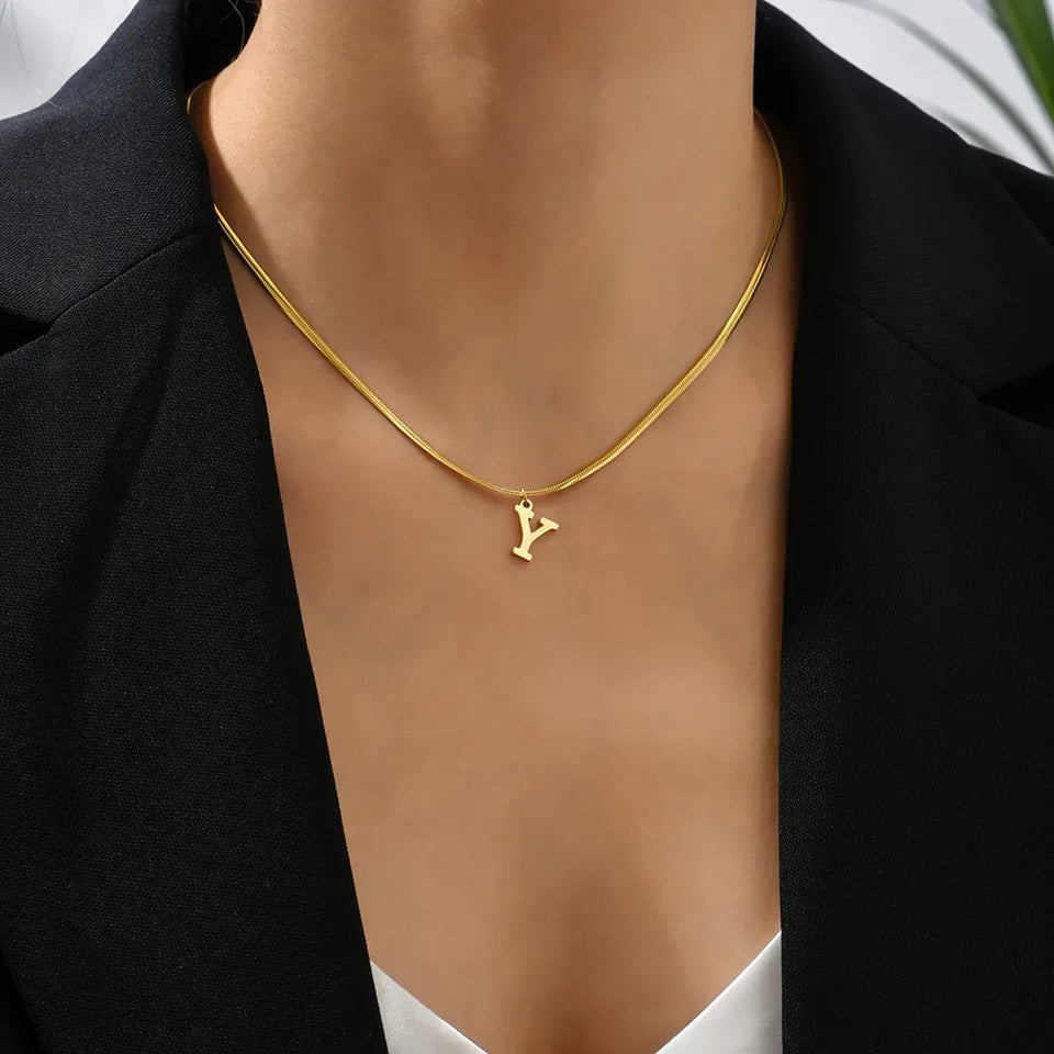 Elegant A-Z Stainless Steel Pendant Necklace