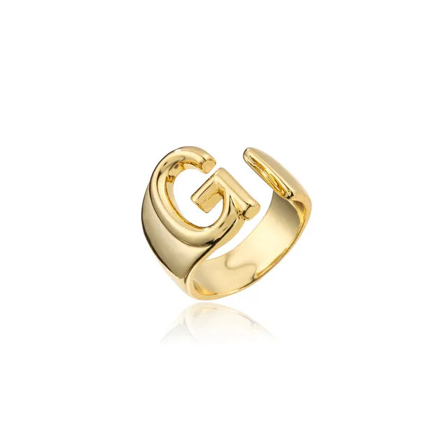 Adjustable Gold Alphabet Ring