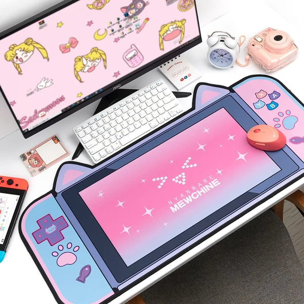 Kawaii Cute Pink Cat Ears Mouse Pad | Super Cute Mouse Mat Gift for Girls | Pink Gaming Mouse Pad