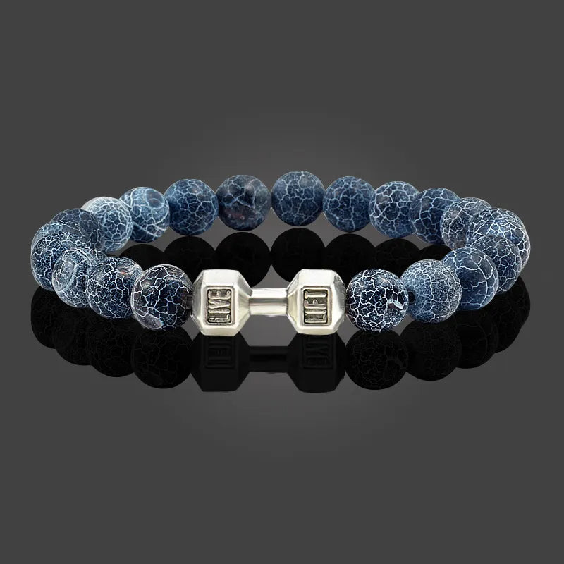 Gym Dumbbell Fitness Natural Volcanic Stone Bracelet