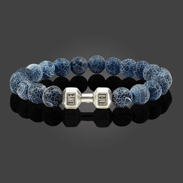 Gym Dumbbell Fitness Natural Volcanic Stone Bracelet