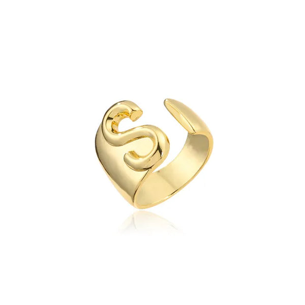 Adjustable Gold Alphabet Ring