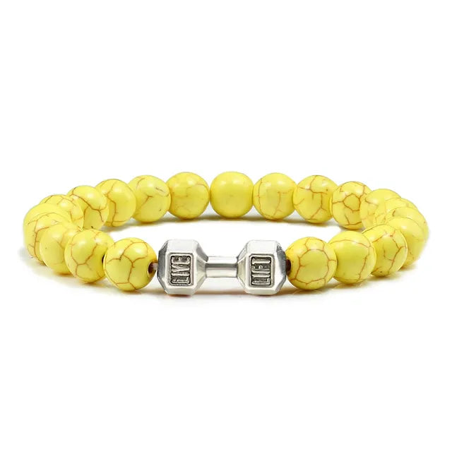 Gym Dumbbell Fitness Natural Volcanic Stone Bracelet