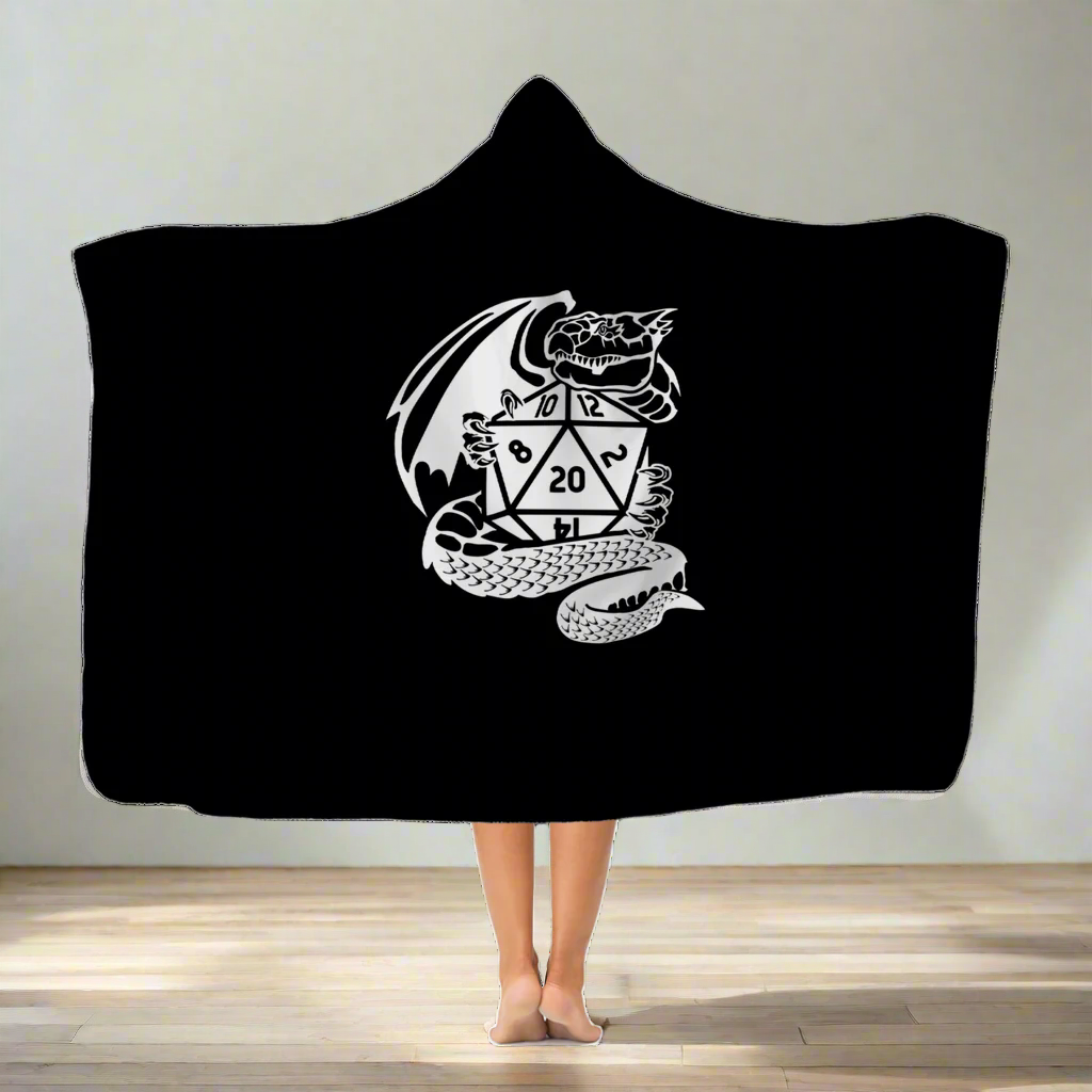 Dragon Fantasy RPG Dice Hooded Blanket | Dungeon Master | Tabletop RPG | Tabletop Games | RPG Blanket | Role Playing Game Hooded Blanket Main image