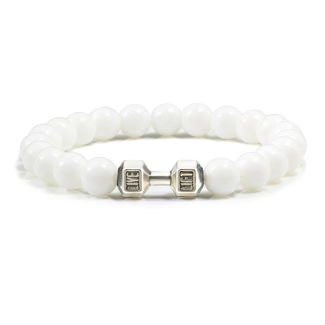 Gym Dumbbell Fitness Natural Volcanic Stone Bracelet