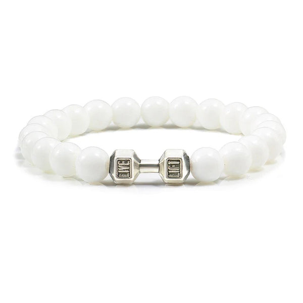 Gym Dumbbell Fitness Natural Volcanic Stone Bracelet