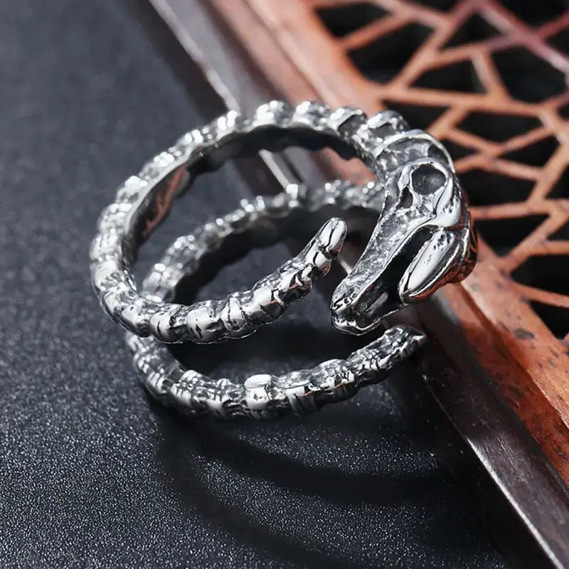 Adjustable Retro Dinosaur Skull Ring | Dino Skeleton Punk Rock Ring