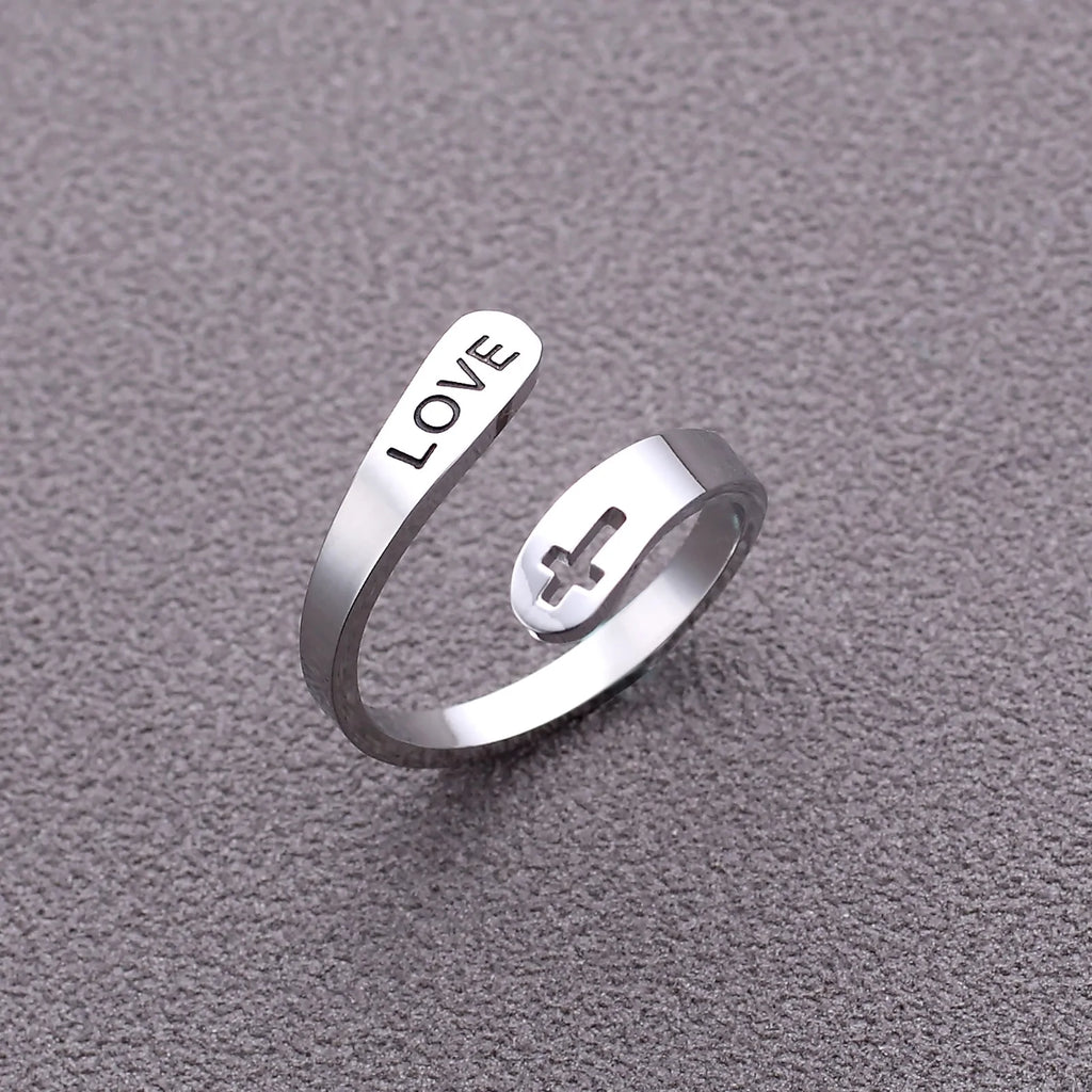 Love Faith Hope Jesus Cross Ring