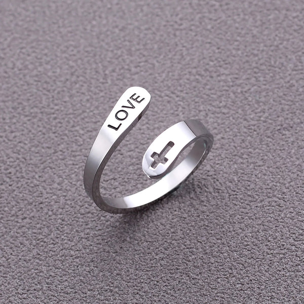 Love Faith Hope Jesus Cross Ring