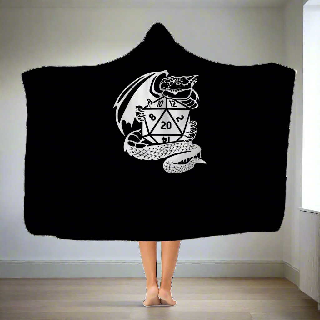 Dragon Fantasy RPG Dice Hooded Blanket | Dungeon Master | Tabletop RPG | Tabletop Games | RPG Blanket | Role Playing Game Hooded Blanket Main image
