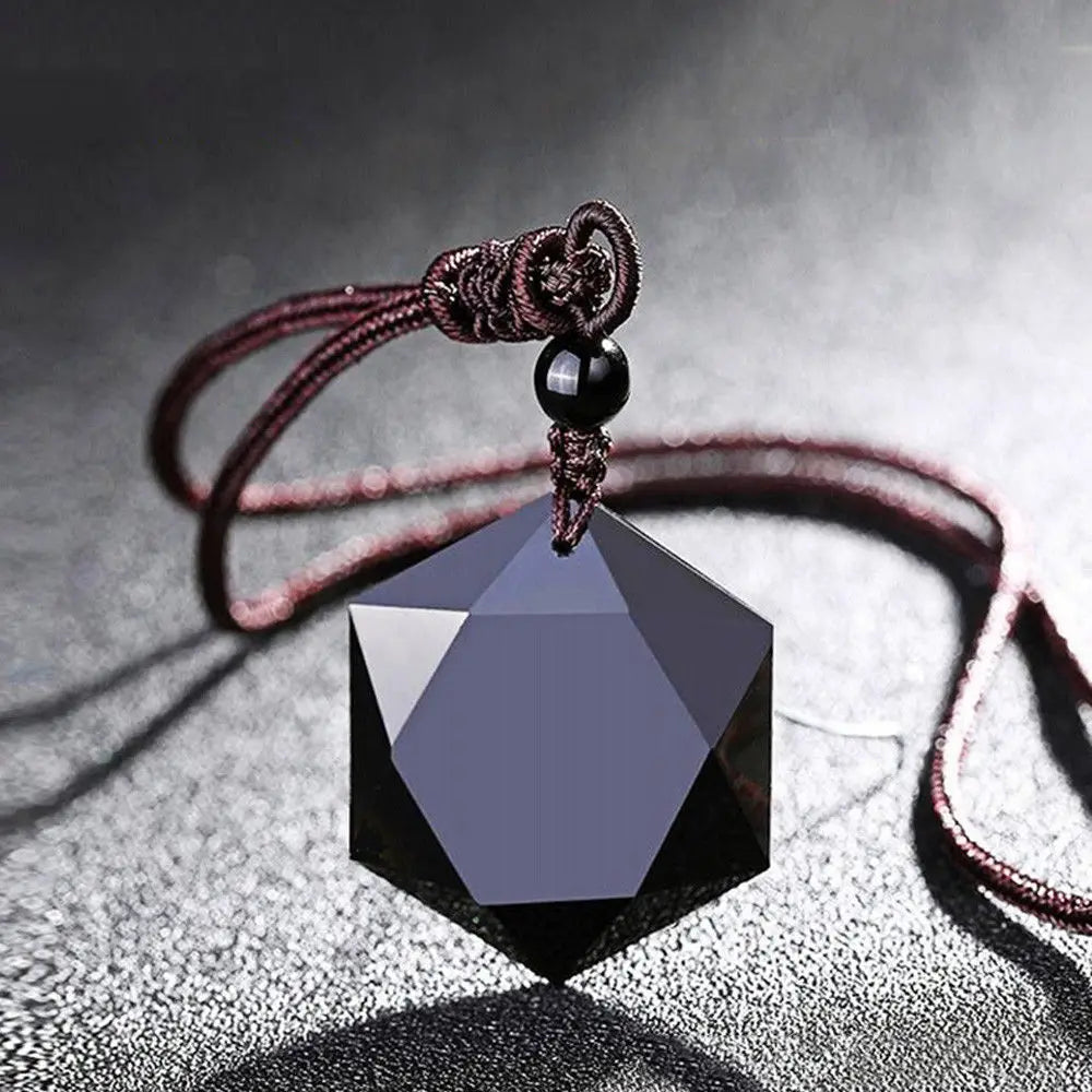 Black Obsidian Six Stars Lucky Necklace Main image