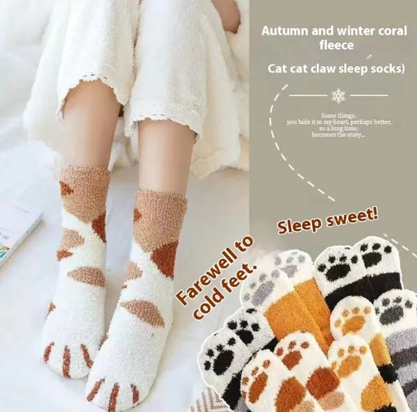 Women's Cute Cat Paw Fleece Socks